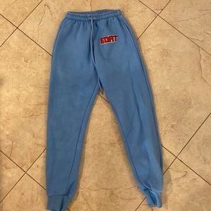 Baby Blue Sweatpants with “GOAT” embroidery, size Medium